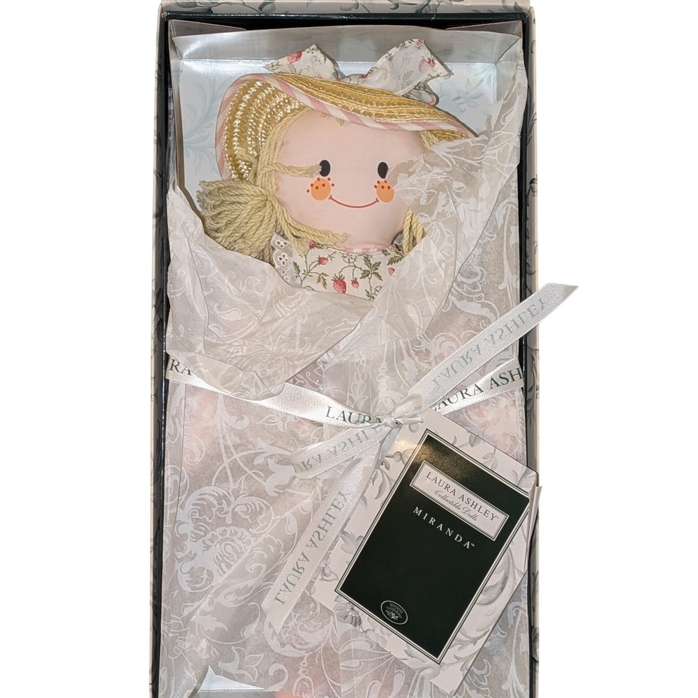 Laura Ashley Miranda Collectible Doll 1994 Floral Dress Straw Hat Boxed NIB Rare
